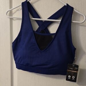 Crossover Back Blue Sports Bra